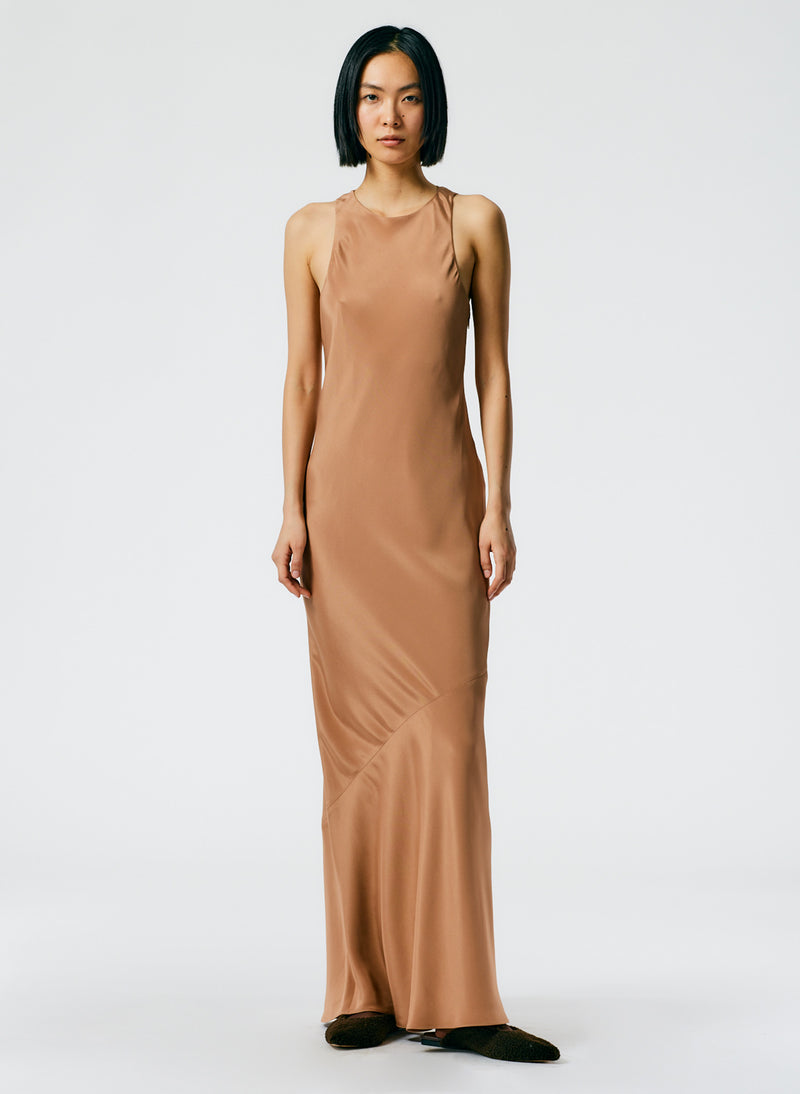 4-Ply Silk Bias Dress Sunset Tan-2