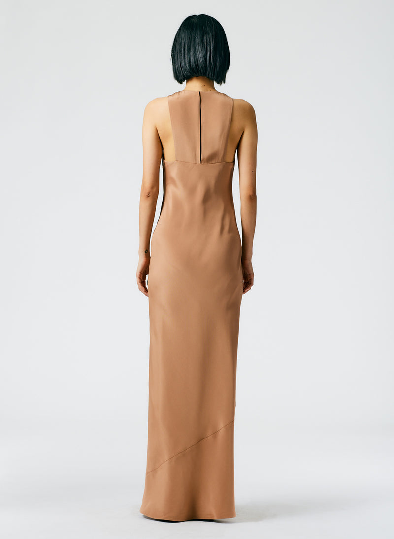 4-Ply Silk Bias Dress Sunset Tan-4