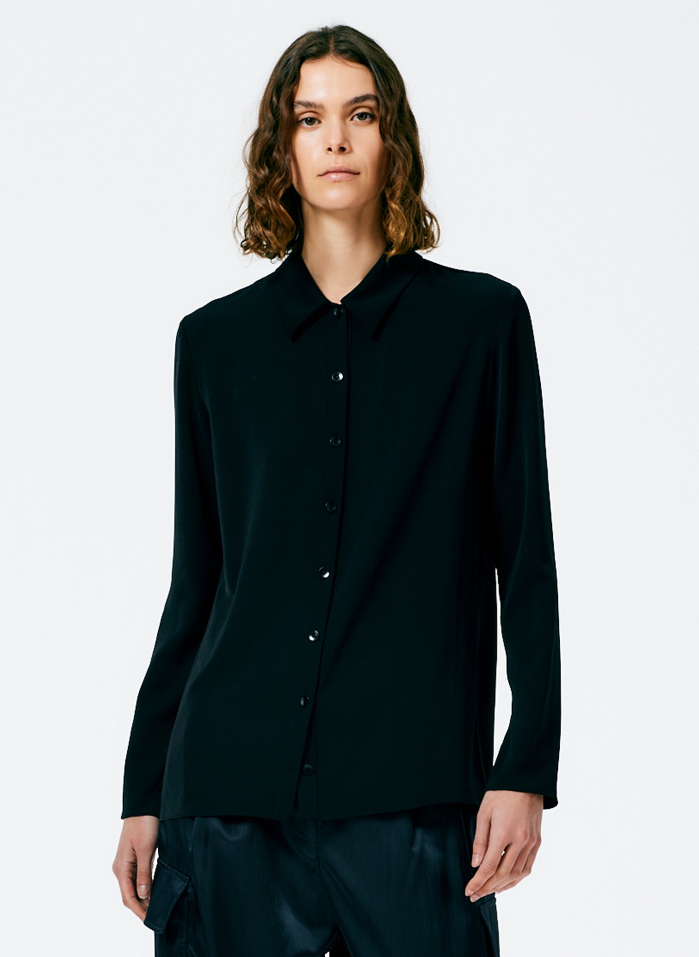 Soft Drape Slim Shirt - Black-4