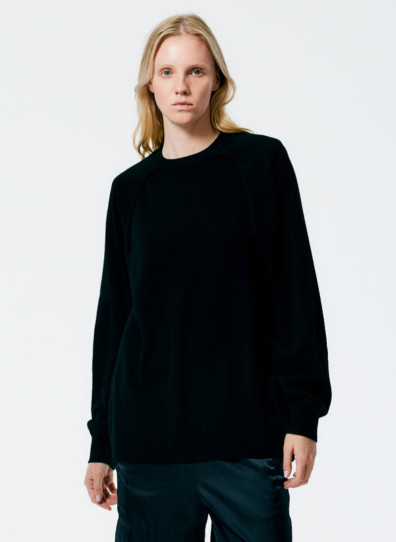 Feather Weight Cashmere Easy Cocoon Tunic Black-3