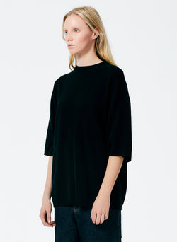 Feather Weight Cashmere Oversized Easy T-Shirt Black-2