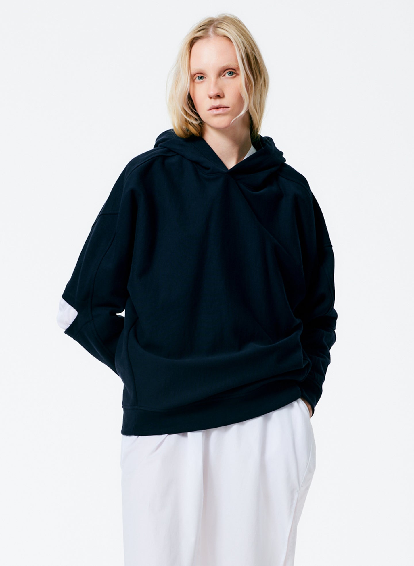 Hooded Cocoon Sweatshirt - Navy-1