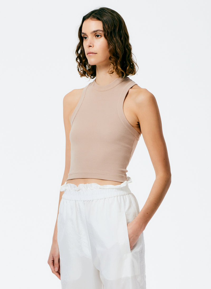 Ribbed T-Shirt Cropped Tank Sand-2