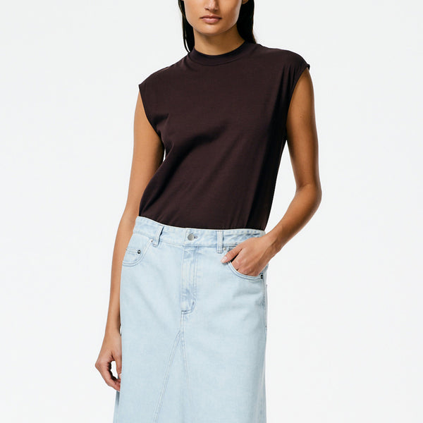 Structured Crepe Mock Neck Sleeveless Top – Tibi Official