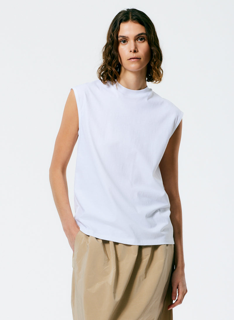 Mock Neck Sleeveless T-Shirt – Tibi Official
