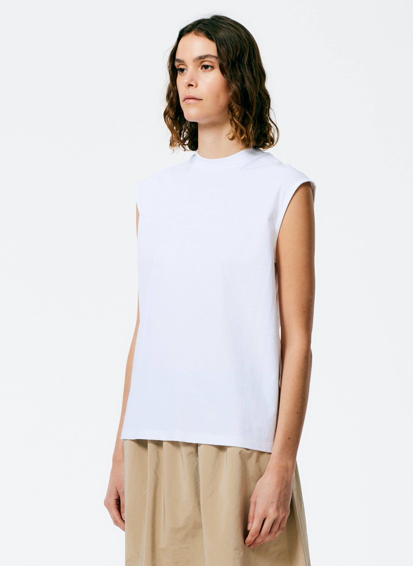 Mock Neck Sleeveless T-Shirt