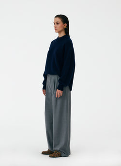 Tropical Wool Stella Pant with Removable Ankle Bands Heather Grey-02