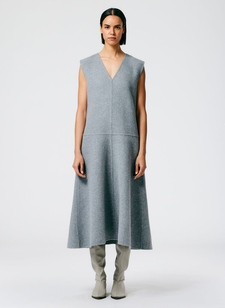 Luxe Double Faced Wool Angora V-Neck Dress – Tibi Official