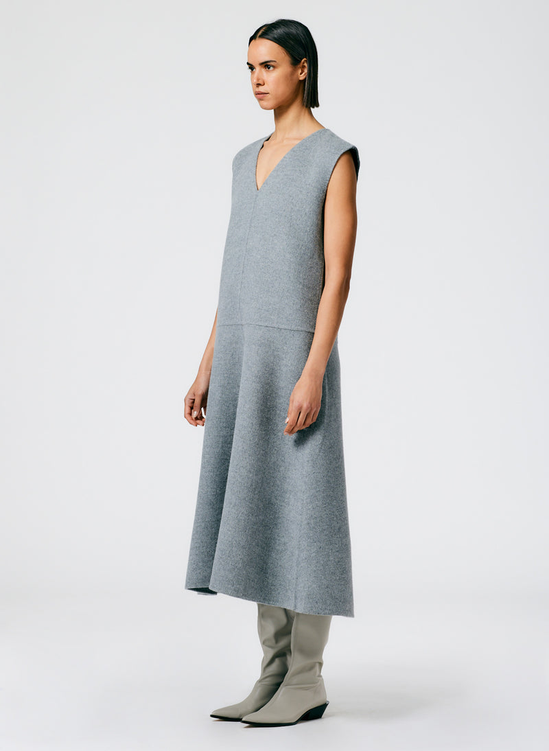 Luxe Double Faced Wool Angora V-Neck Dress Luxe Double Faced Wool Angora V-Neck Dress