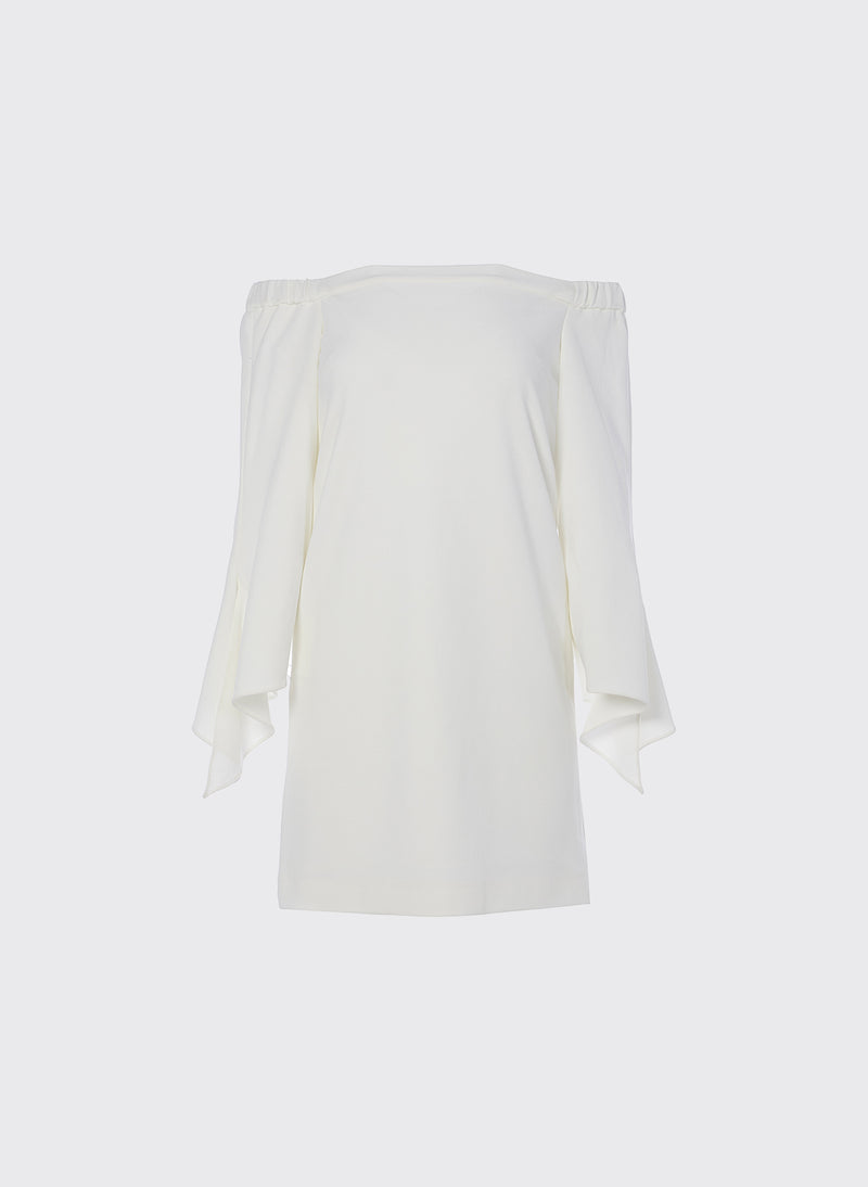 Structured Crepe Off-the-Shoulder Dress Ivory-8