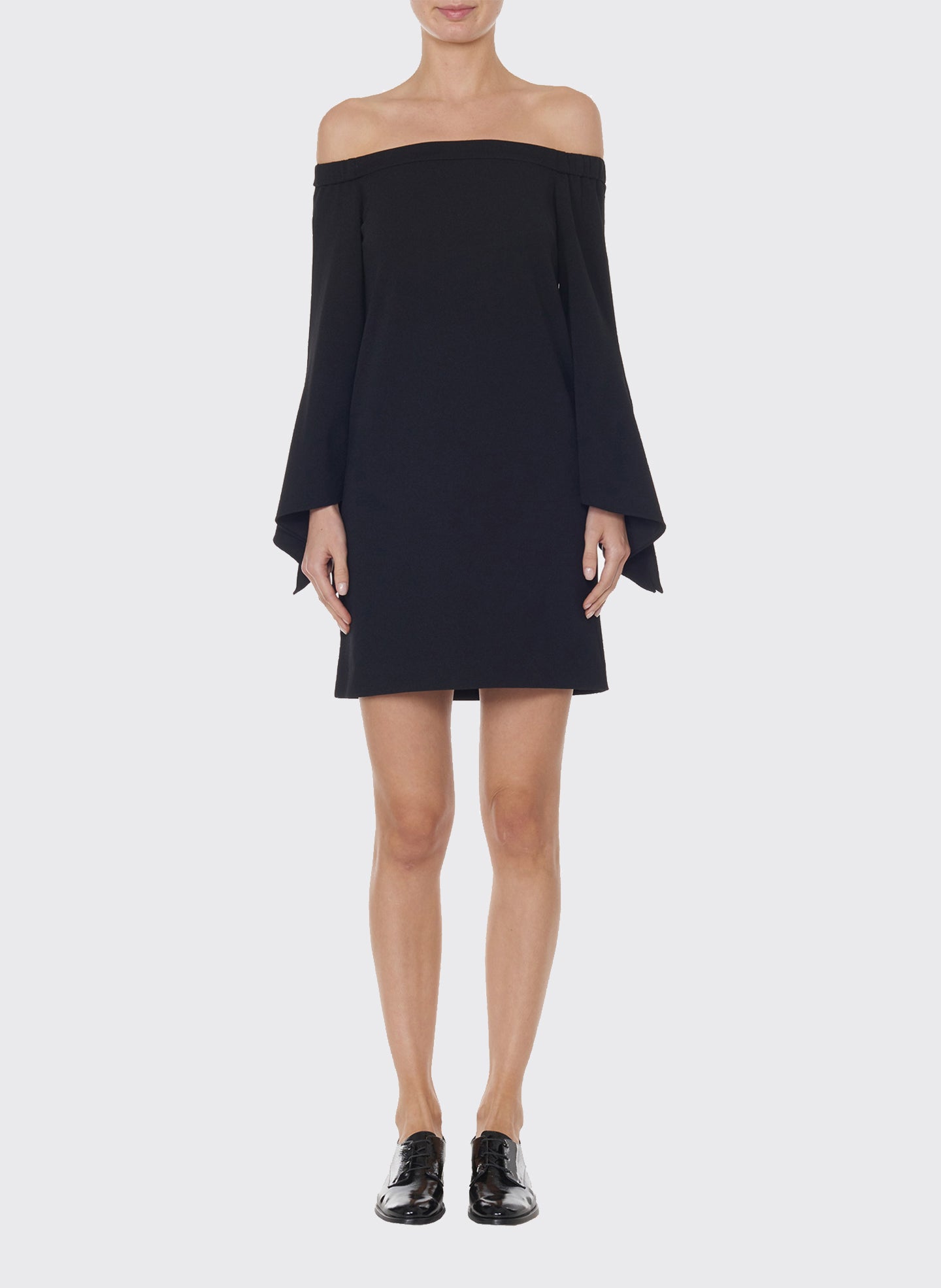 Structured Crepe Off-the-Shoulder Dress - Black-1