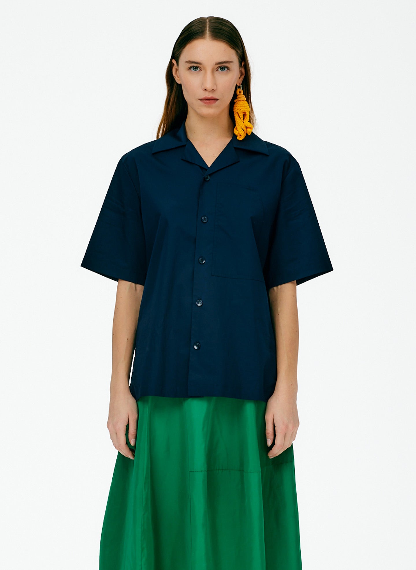 Eco Poplin Camp Shirt - Navy-01
