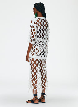 Fishnet Macrame Sweater Skirt White-03