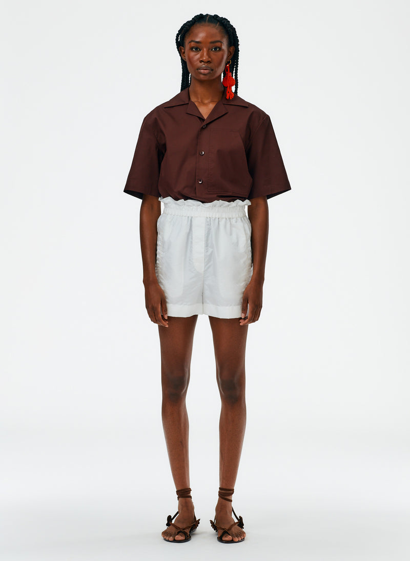 White pull outlet on shorts