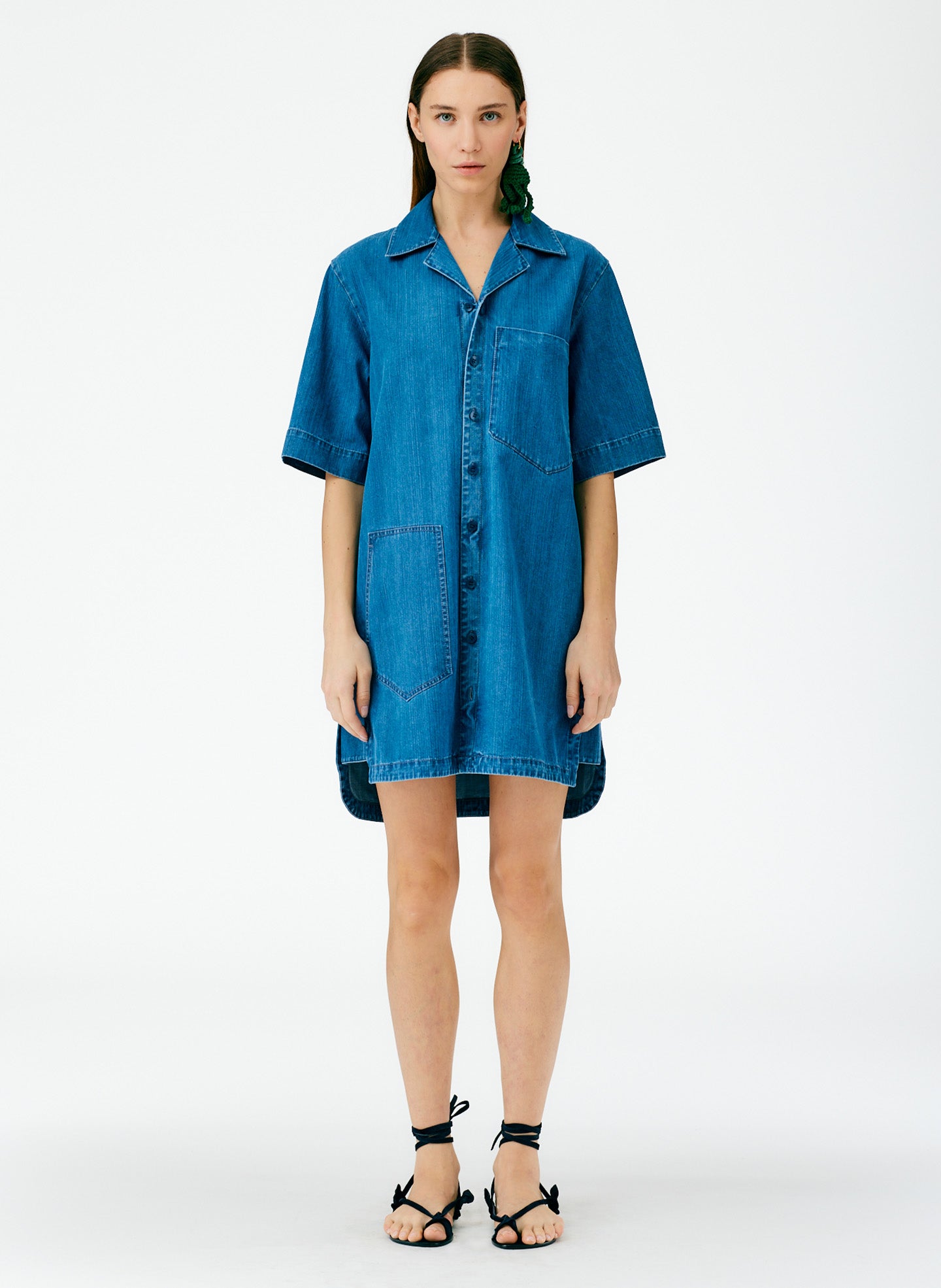 Summer Denim Camp Dress - Light Denim Blue-01