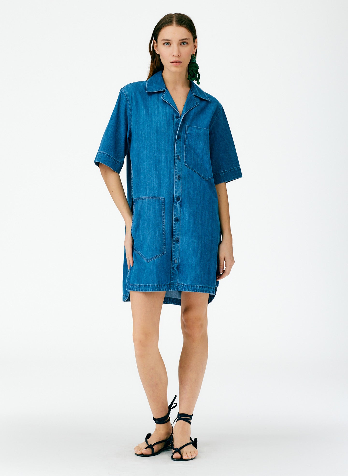 denim summer dress for women Follow Your Lead Medium Wash Shop the Mint Turn to this denim dress when you want something to throw on and look effortless Wrangler Denim Shirt Dress -