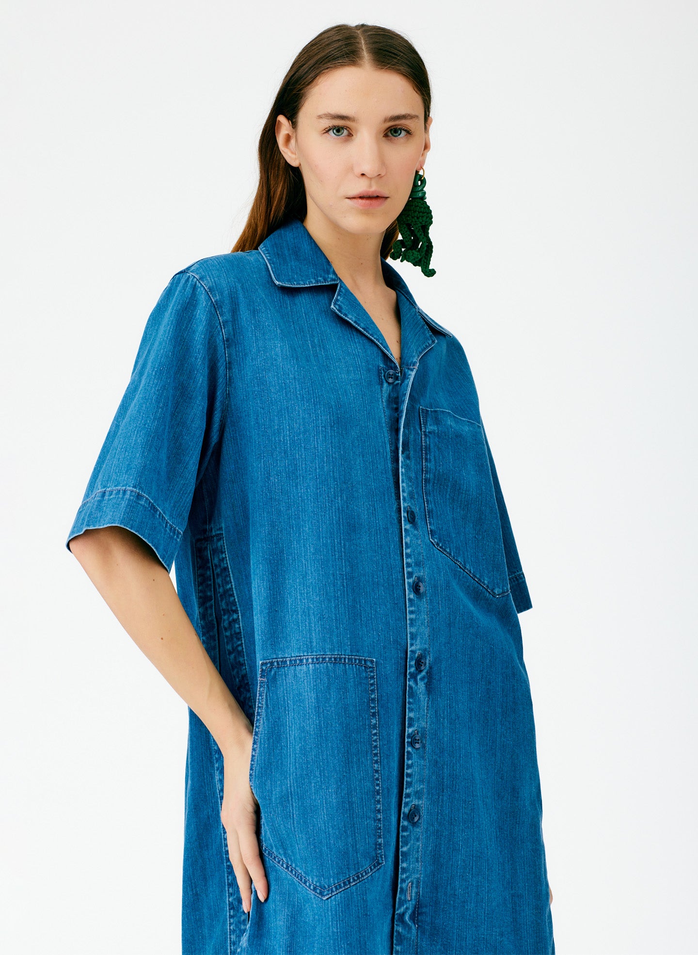 Summer Denim Camp Dress – Tibi Official