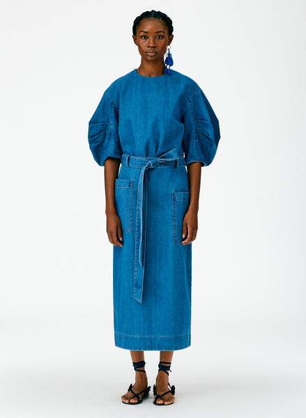 Summer Denim Lean Back Wrap Skirt – Tibi Official