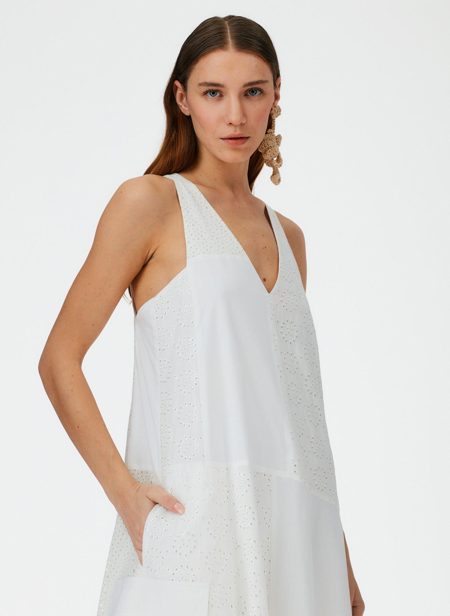 Silk Cotton Eyelet Dress Tibi Official Silk Cotton Eyelet Dress Tibi Official