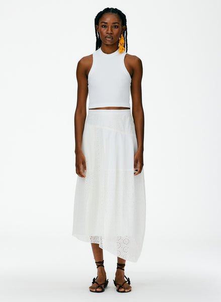 Silk Cotton Eyelet Asymmetrical Balloon Skirt - Regular – Tibi
