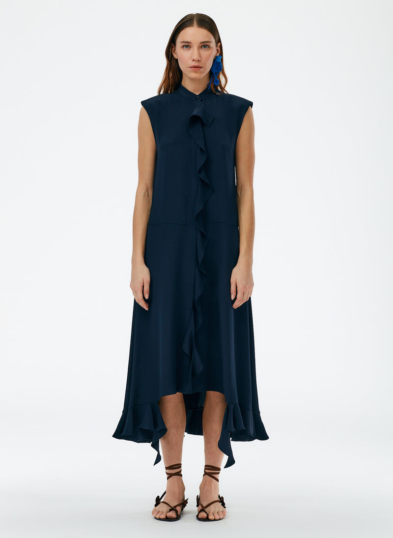 Navy silk sales shirt dress