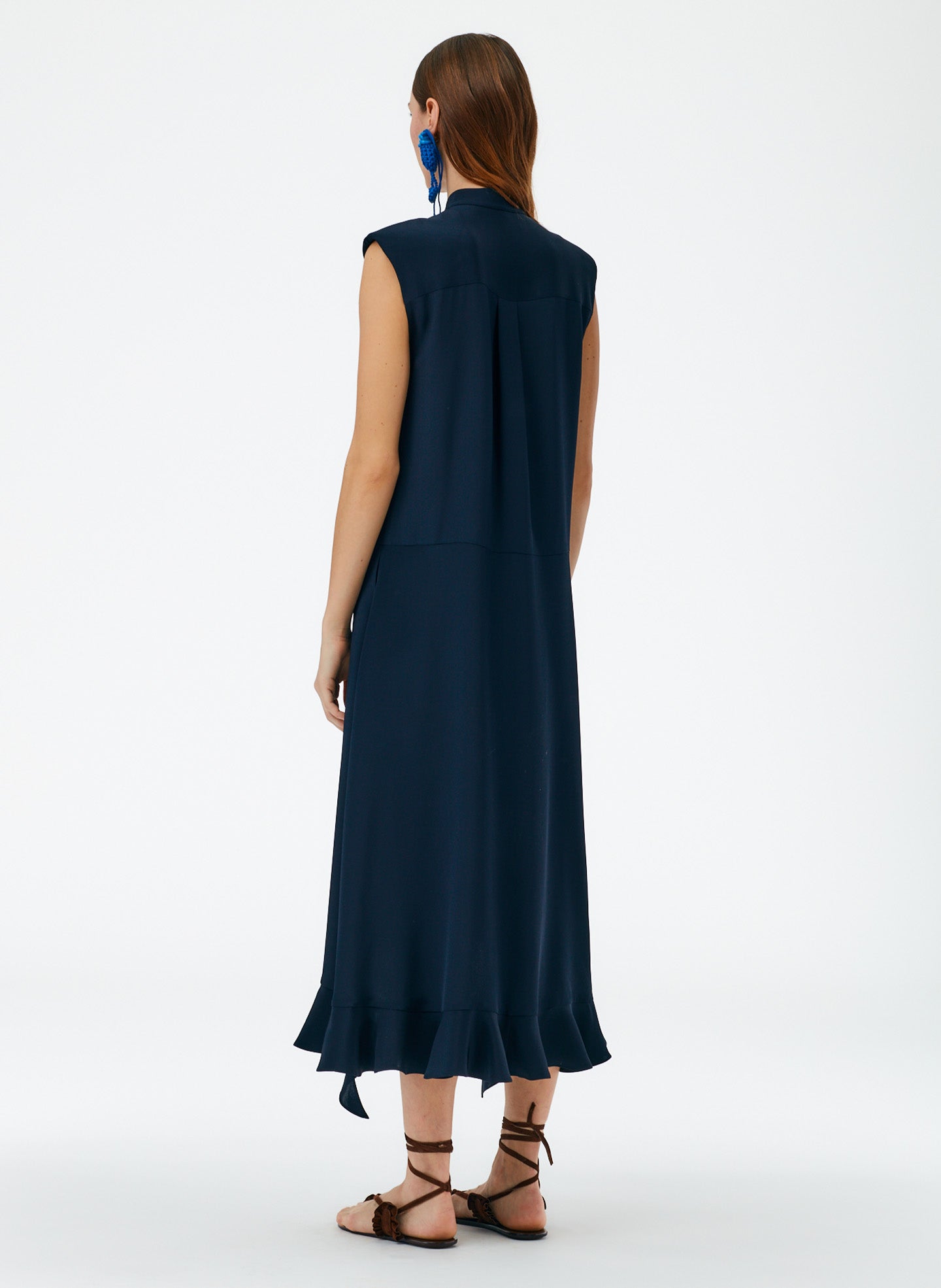 tibi silk ruffle dress Tibi green Silk beaded dress Ruffle hem size