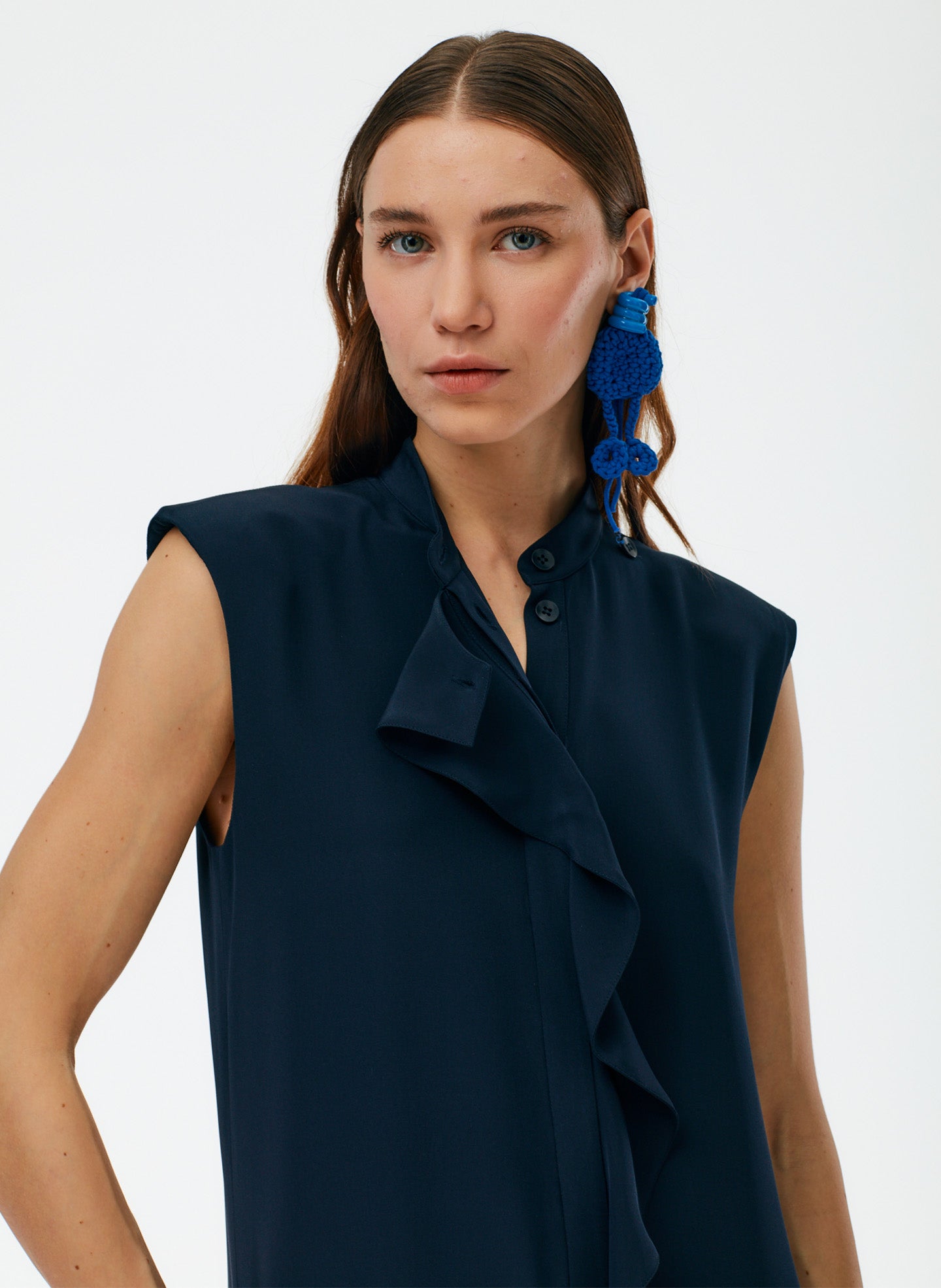 Eco Silk Detached Ruffle Shirt Dress Tibi Official Eco Silk Detached Ruffle Shirt Dress Tibi Official