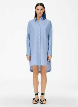 Summer Striped Shirting Shirtdress Blue Multi-01