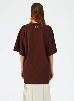 T-Shirting Rolled Sleeve Tunic Brown-04