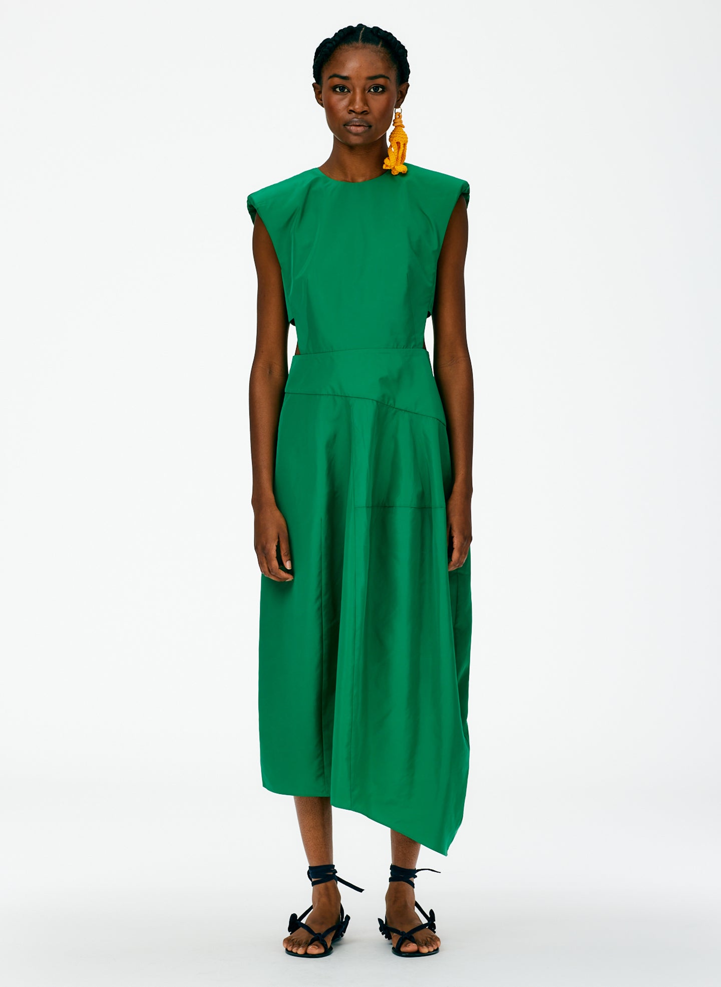 Italian Sporty Nylon Sleeveless Balloon Dress - Green-01