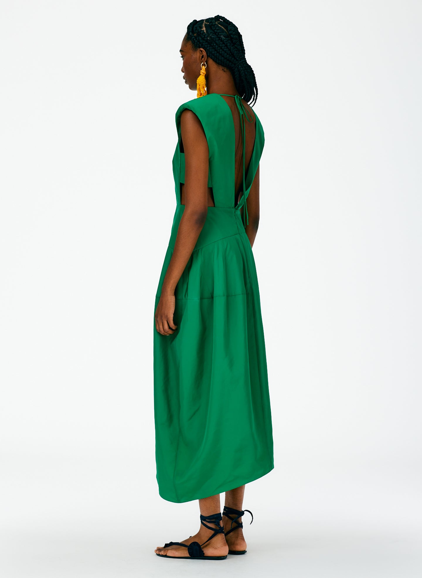 tibi ribbed tank balloon dress strapless open back dress Tibi Ribbed Tank Balloon Dress Black Black
