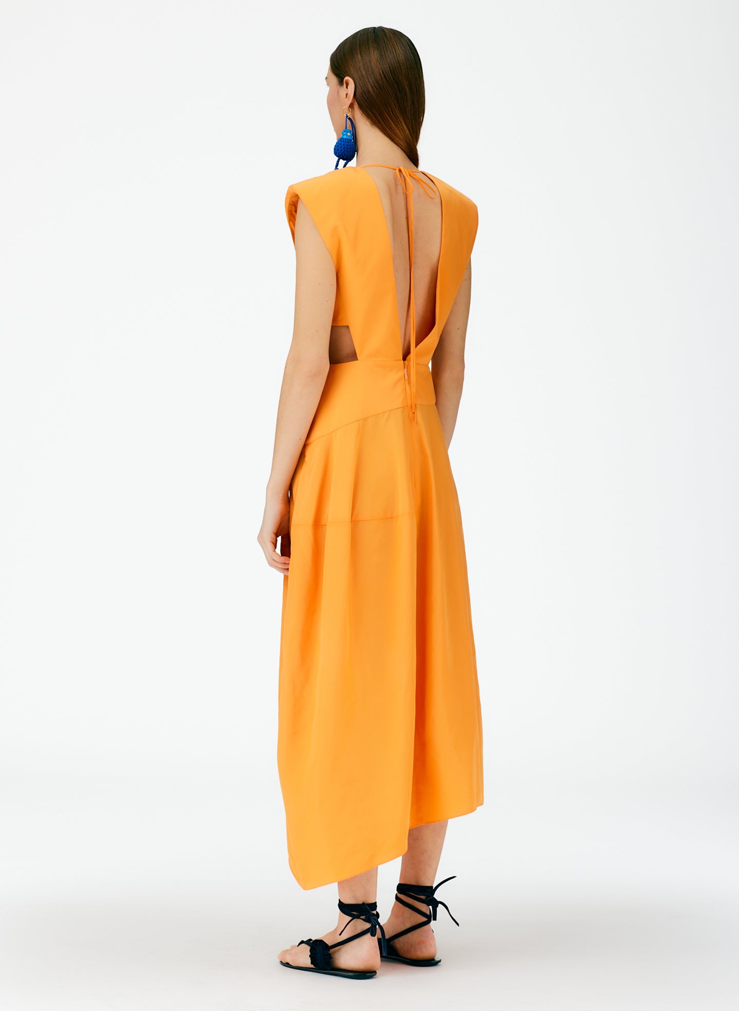 tibi orange dress Clothing : Midi Dresses : 'Tibi' Tangerine Cutout Ruched Midi Dress