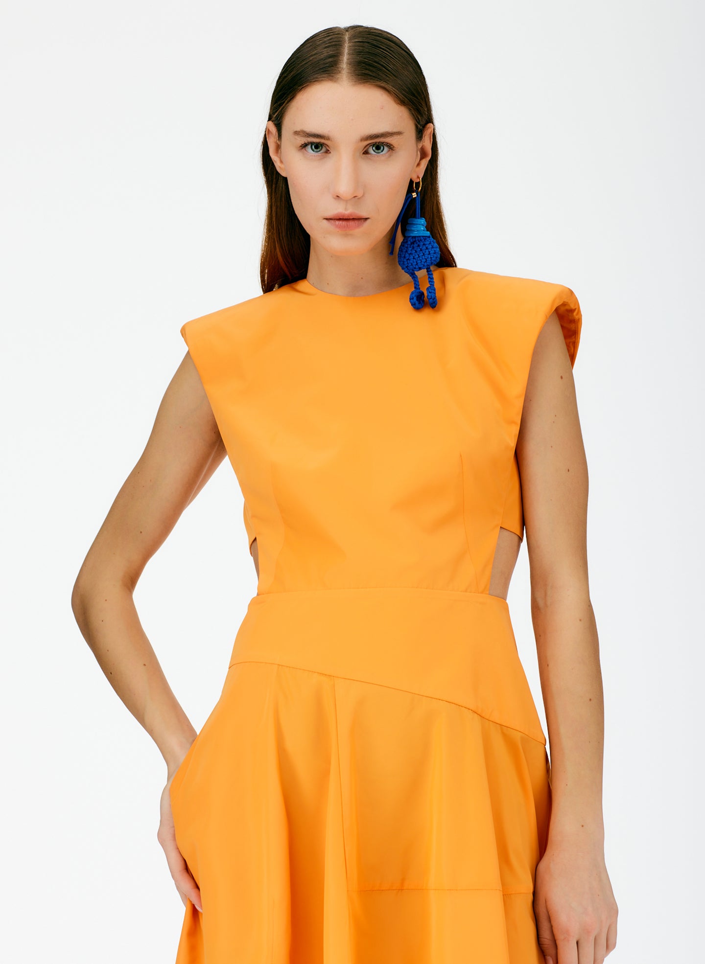Orange / 00 / U122TT1526 Italian Sporty Nylon Sleeveless Balloon Dress Orange / 00 / U122TT1526 Italian Sporty Nylon Sleeveless Balloon Dress