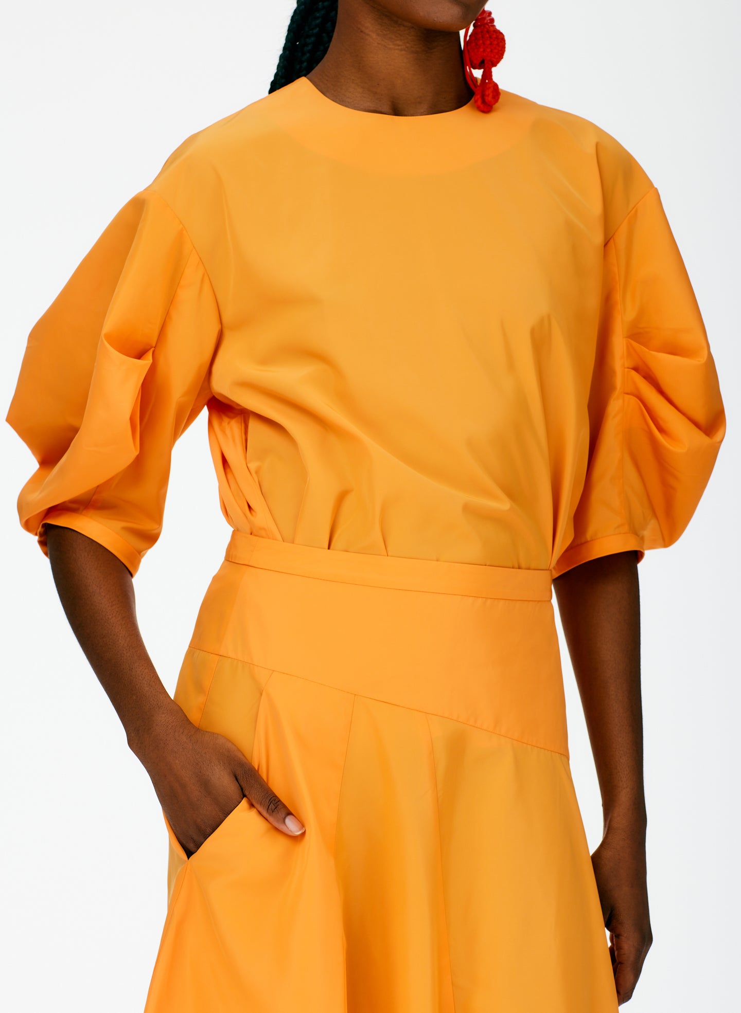 Italian Sporty Nylon Asymmetrical Balloon Skirt - Regular