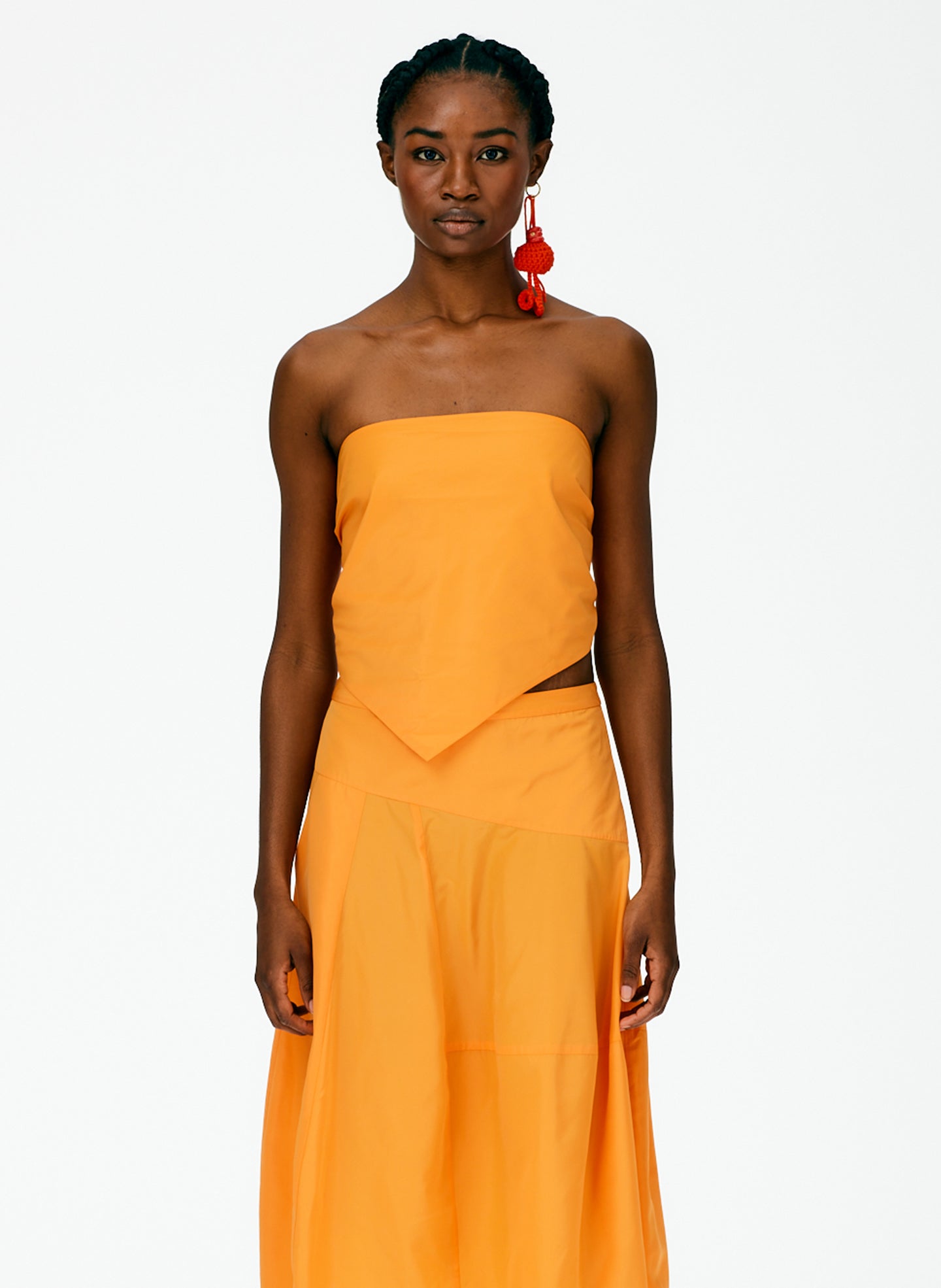 Italian Sporty Nylon Strapless Bandeau - Orange-01