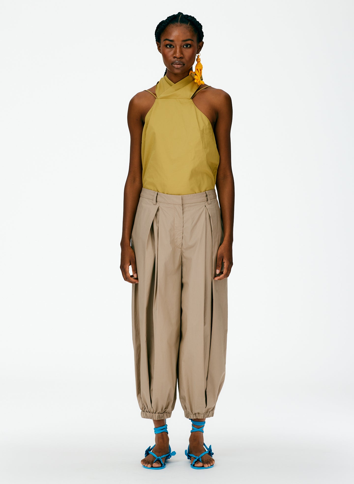 Vintage Cotton Pleated Balloon Pant - Dark Stone-01