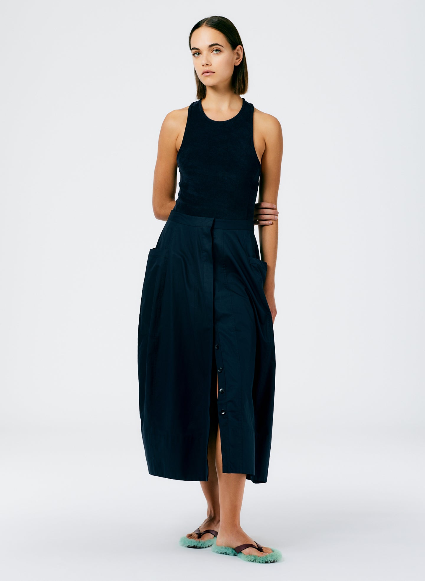 Eco Poplin Lantern Skirt - Dark Navy-1