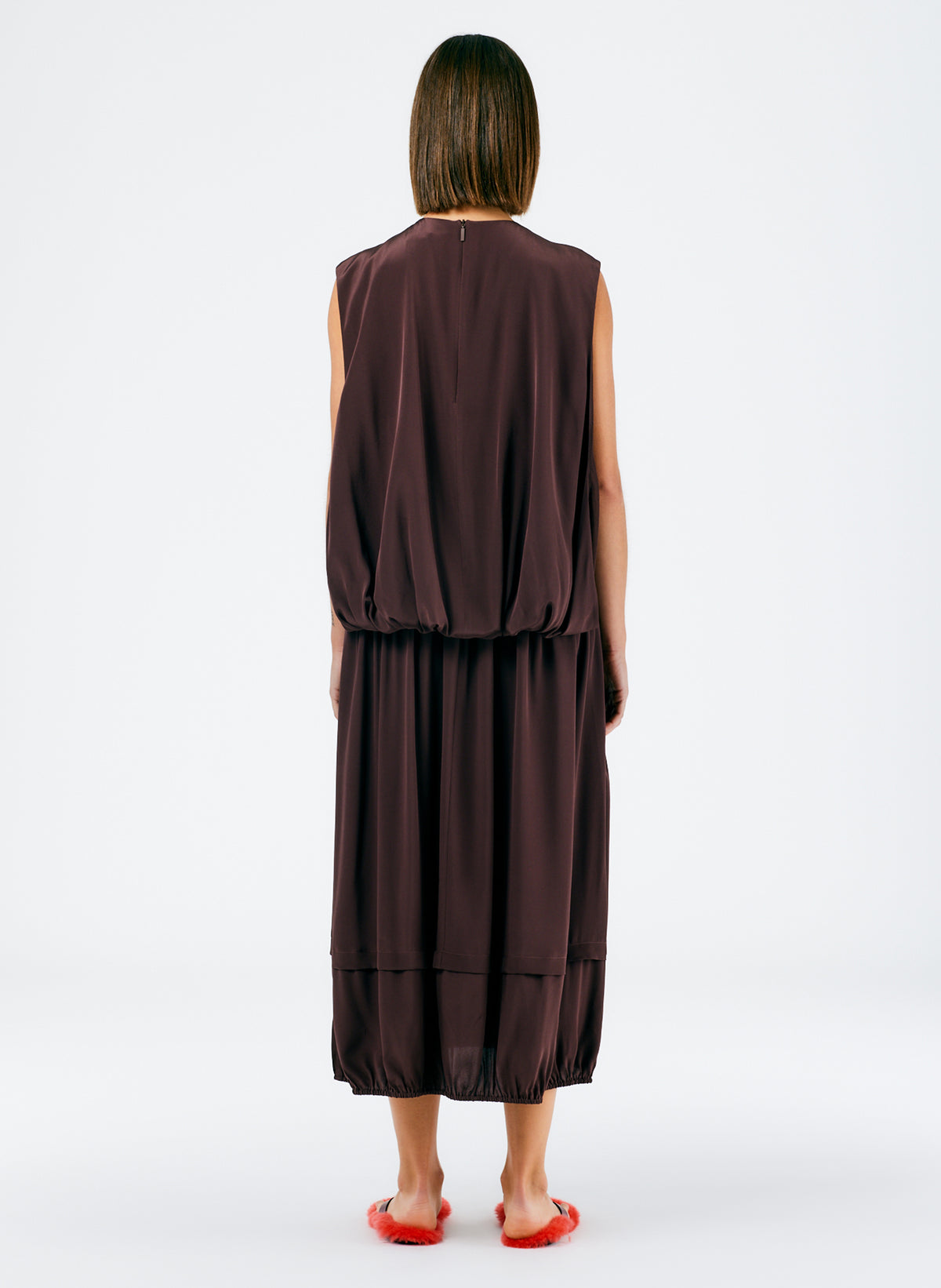 Hiba Silk Asymmetric Cape Midi Dress