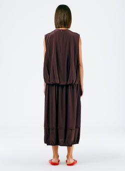 Eco Silk Cape Dress Dark Brown-3