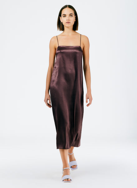 summer satin slip dress by the brown clothing co Womens Brown Slip Dresses