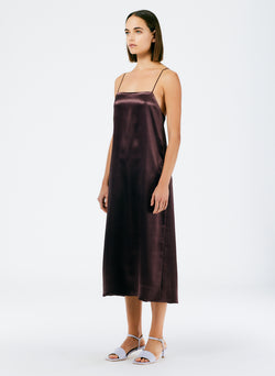 Summer Satin Slip Dress Dark Brown-2