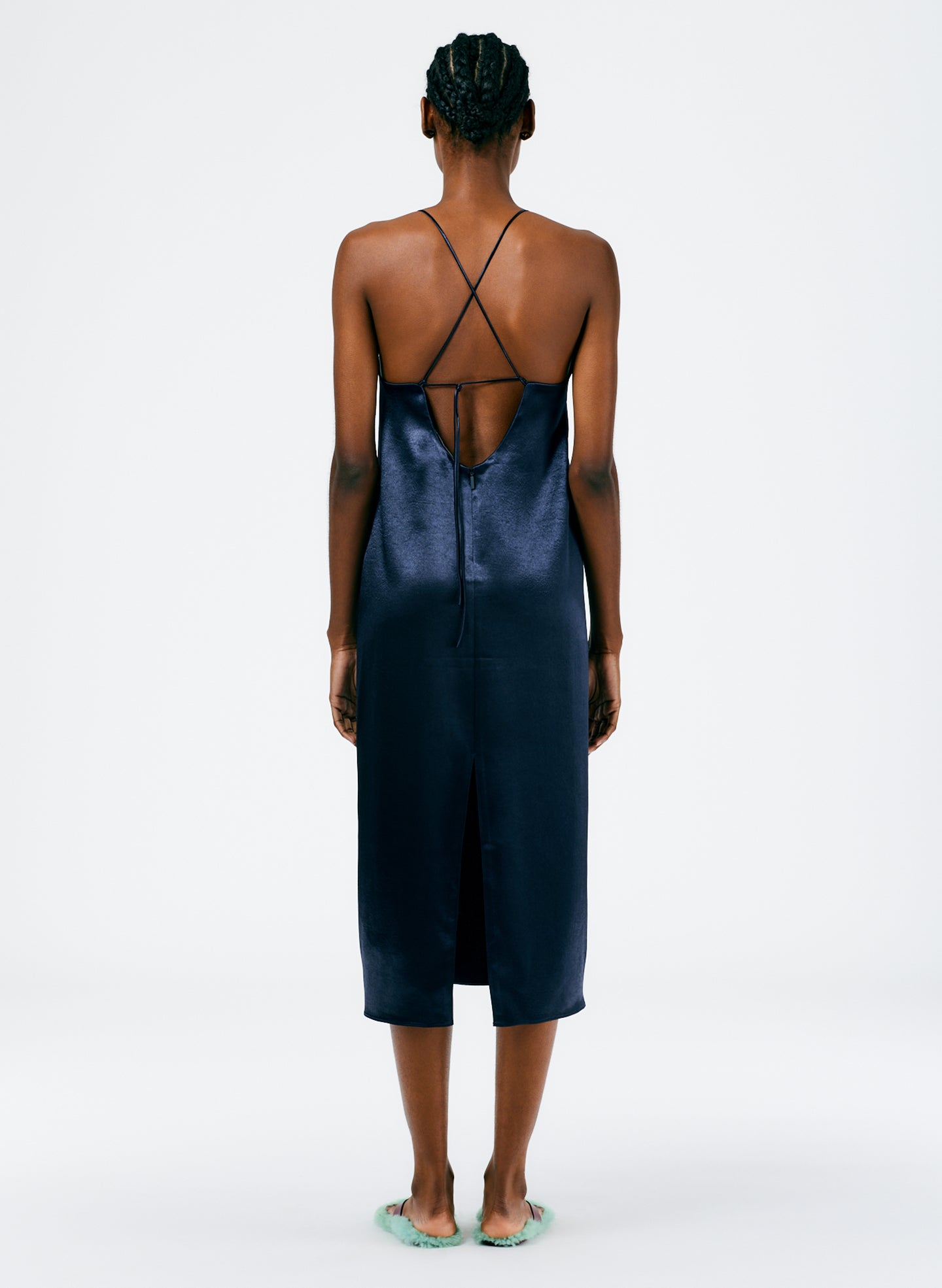 blue satin slip dress Summer Satin Slip Dress – Tibi Official
