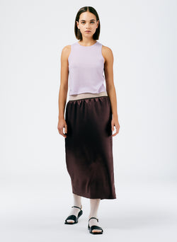 Summer Satin Slip Skirt Dark Brown-1