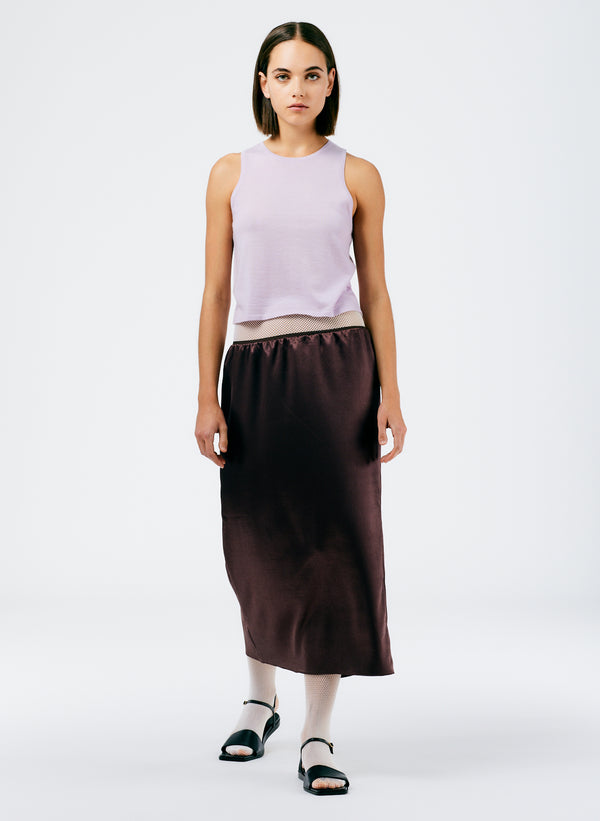 Summer Satin Slip Skirt - Dark Brown-1