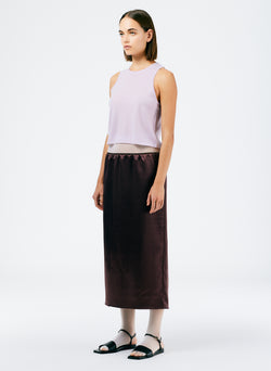 Summer Satin Slip Skirt Dark Brown-2