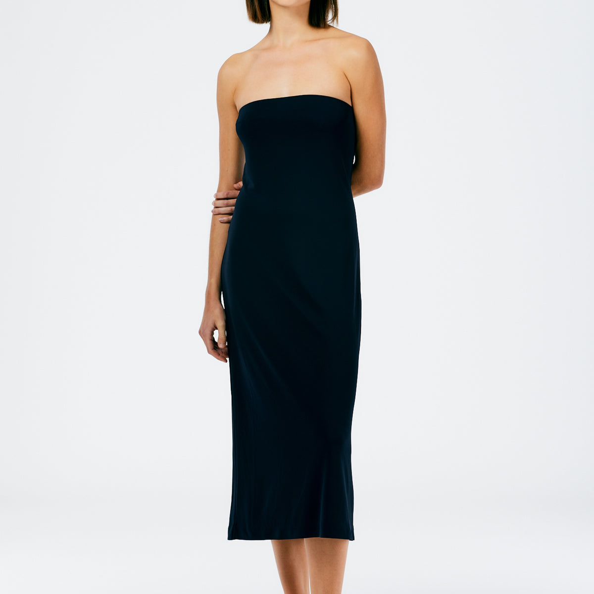 harlow bustier midi dress Harlow Jersey Strapless Midi Dress – Tibi Official