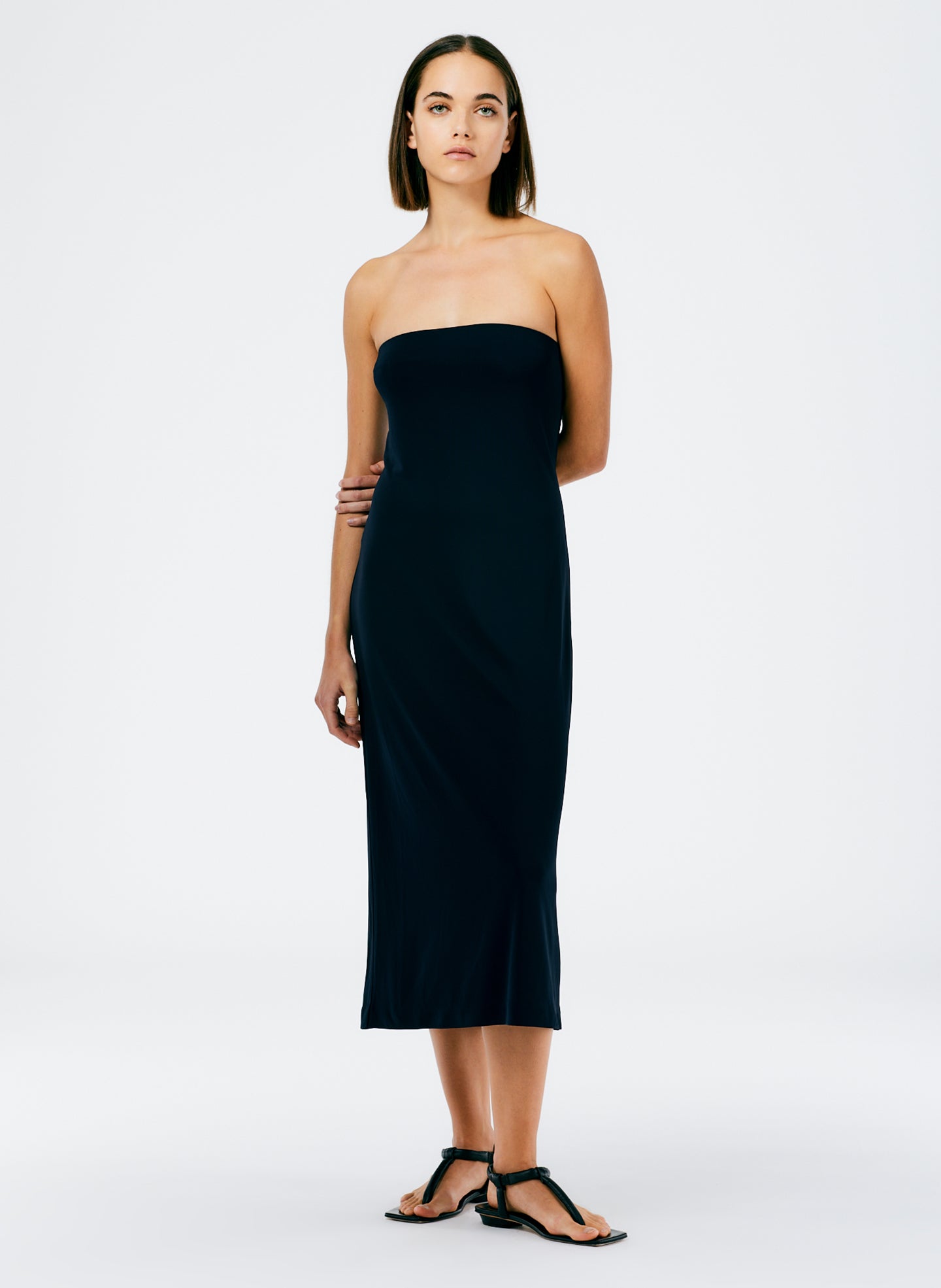 Harlow Jersey Strapless Midi Dress - Navy-1