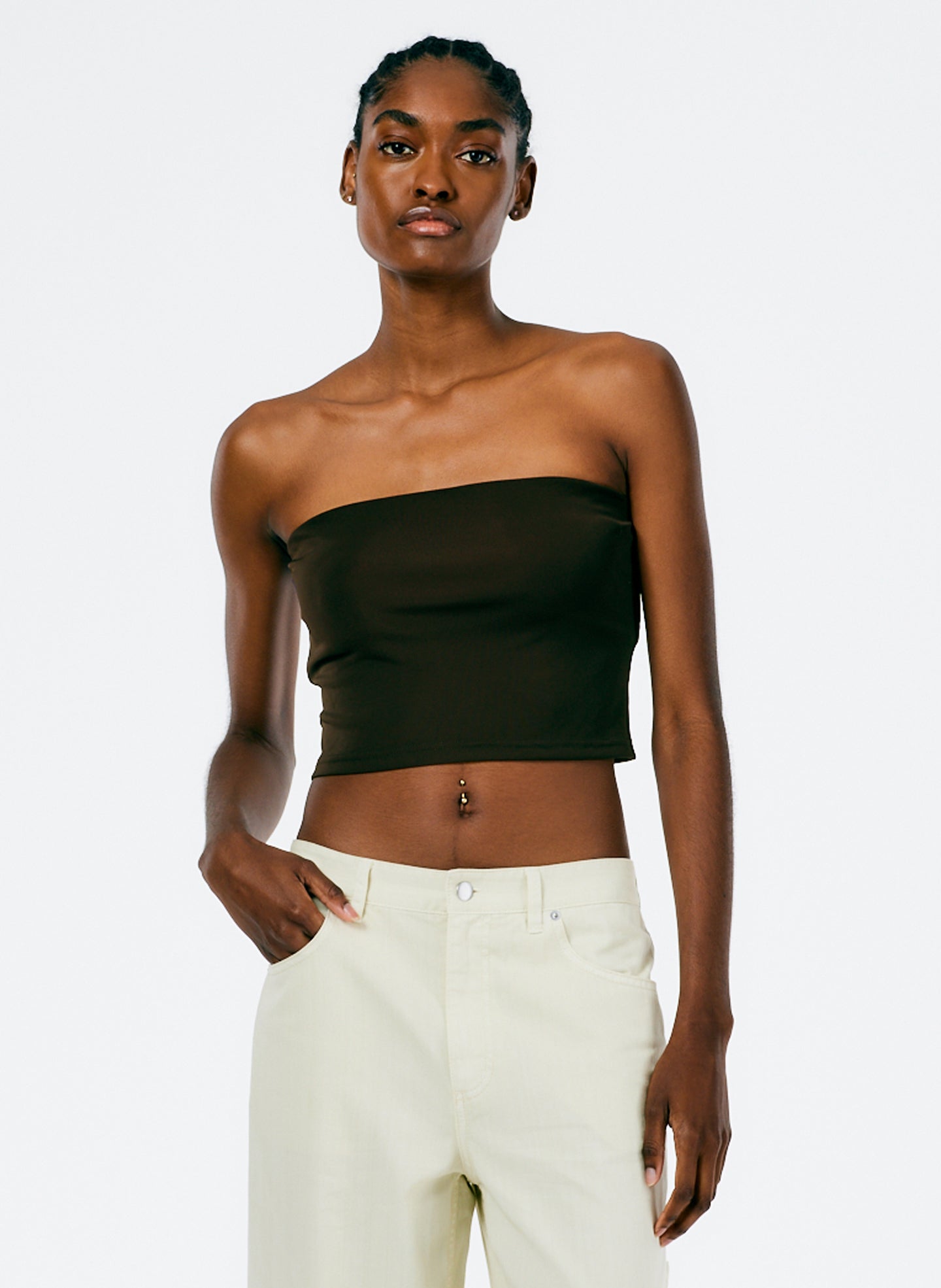 Harlow Jersey Tube Top - Brown-1