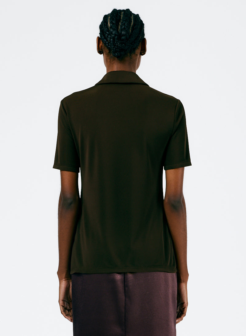 Harlow Jersey Slim Short Sleeve Shirt Brown-5