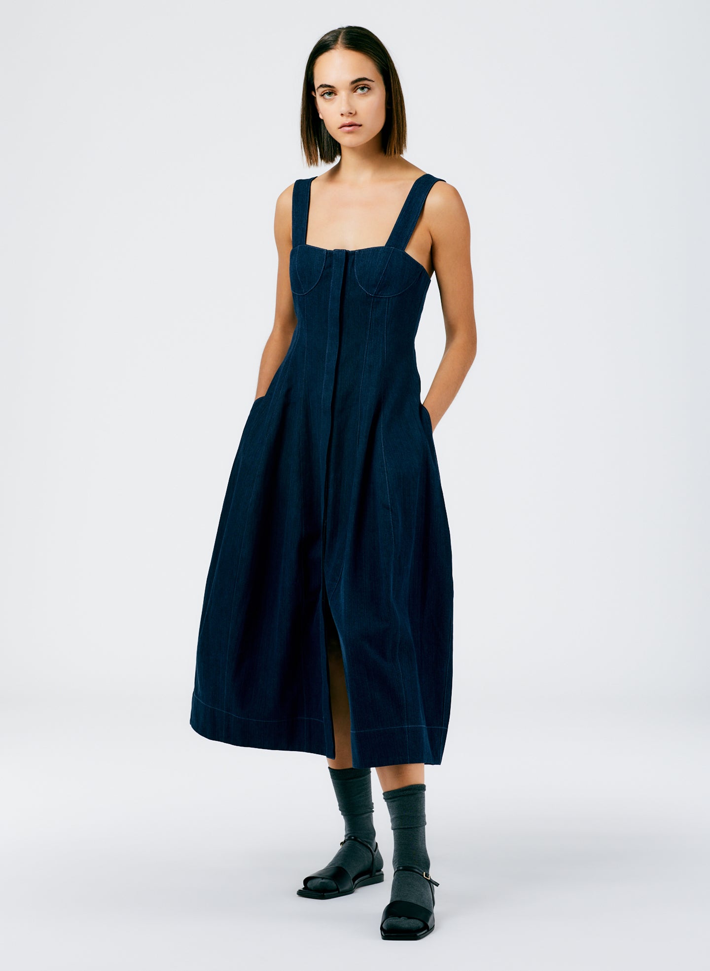 Enzyme Washed Summer Denim Dress Tibi Official Enzyme Washed Summer Denim Dress Tibi Official